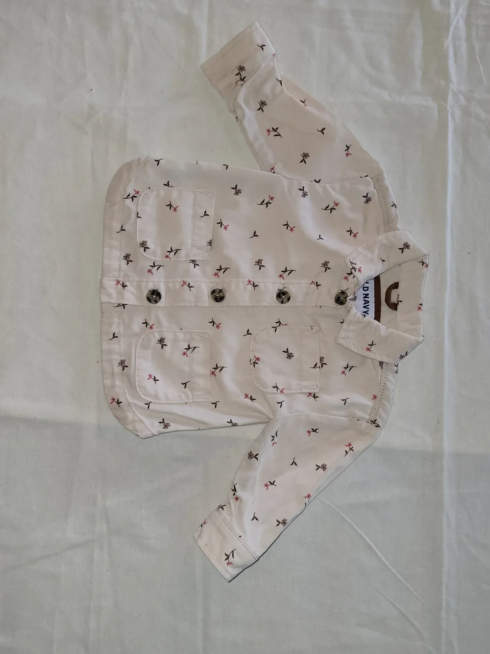 Old Navy Cream Floral Button-Front Jacket & Overall Set